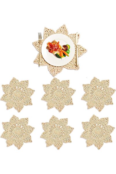 BPA Silk Route - Round Woven Placemats for Dining Table Set of 6