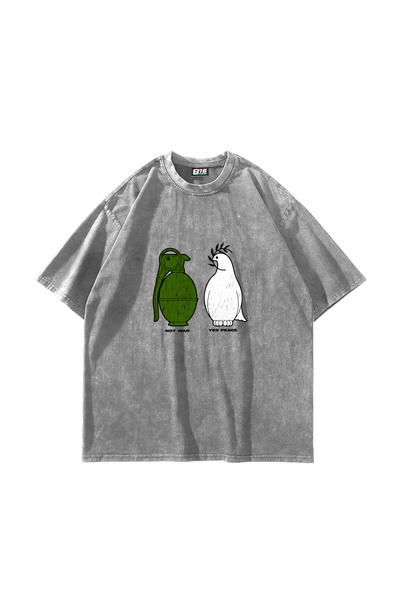 Sekizbiraltı Όχι Πόλεμος Ναι Ειρήνη με τύπωμα oversized Unisex Πλενόμενο Λευκ...