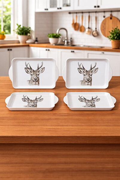 Zucci Home Geyik Patterned Mini Presentation Tray Set - 4-Piece |   Decorativ...