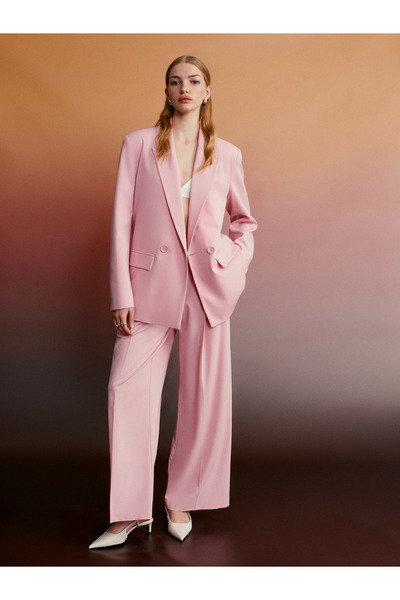 Dilvin 72646 Belt Pieces Palazzo Pants -Pink