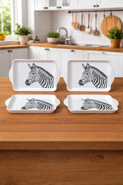 Zucci Home Zebra Patterned Mini Presentation Tray Set - 4-Piece |   Decorativ...