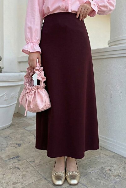 InStyle A-Line Burgundy Double Fabric Skirt