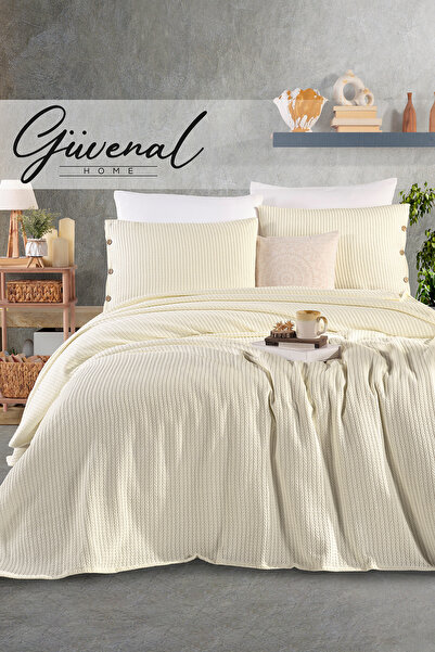Güvenal Siena |   100% Cotton Double 200X230 cm Knitted with Button Detail an...