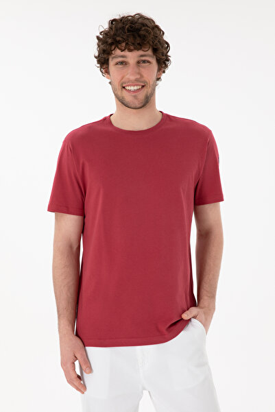 U.S. Polo Assn. Tricou Bărbați Roșu Cărămiziu Cu Guler Rotund Și Logo Brodat ...