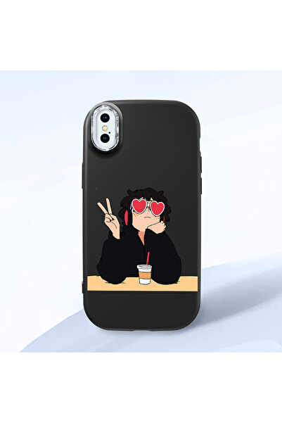 Hontinga iPhone XS Compatible Camera Protected Black Soft Silicone Phone Case...