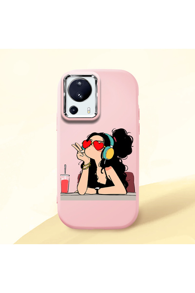 Hontinga حافظة هاتف من السيليكون الناعم باللون الوردي متوافقة مع كاميرا Mi 13...