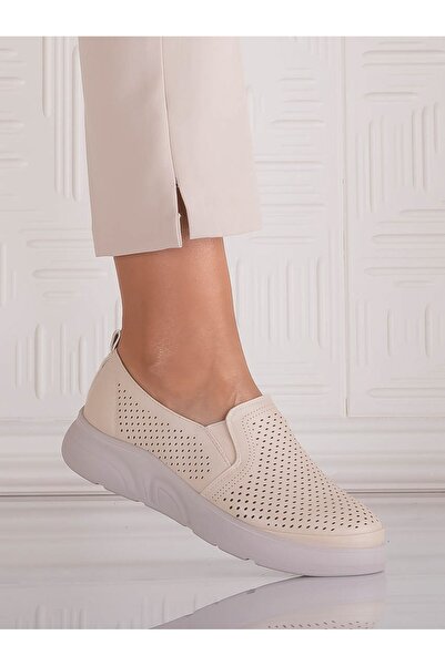 JADESUNG Nilasa Women's Casual Beige Shoes Made from Ecological Leather, Size 40