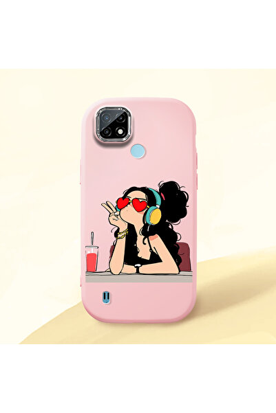 Hontinga حافظة هاتف من السيليكون الناعم باللون الوردي متوافقة مع كاميرا Realm...