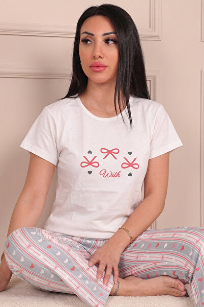 Niket Life Women's Kurdele Printed Short Sleeve Pajama Set