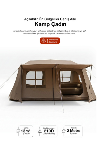 Kensa 8 Kişilik 4 Mevsim Su Geçirmez Gölgeli Kamp Çadırı 210D Oxford Kumaş 13...