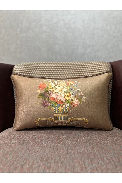 Fabricland Βελούδο Σκούρο Καφέ Ορθογώνιο Κλασικό Floral κοτλέ 30Χ50