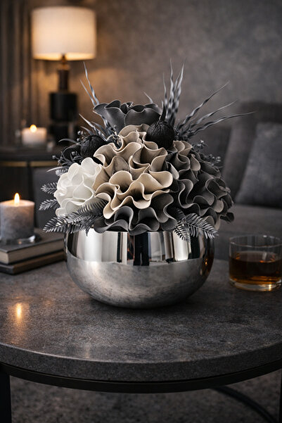 MİS KİTCHEN Modern Artificial Flower Arrangement Metal Cobalt Decorative Tabl...