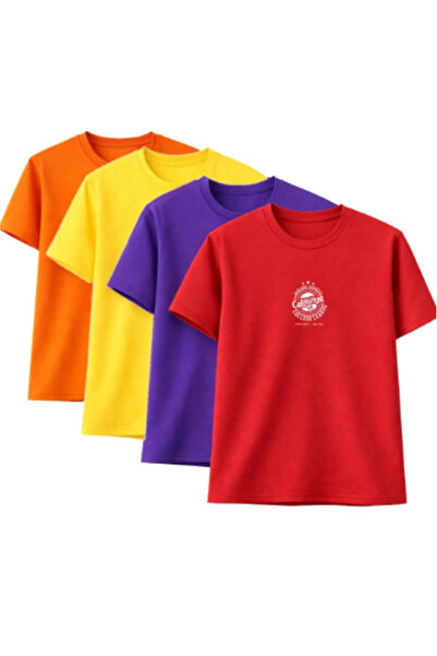 CLAYES 4-paket unisex Oversize kroj Kalifornija Štampano T-shirt – narandžast...