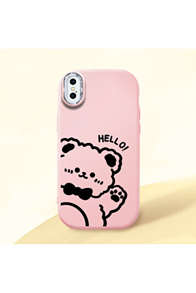 Hontinga iPhone XS Compatible Camera Protected Pink Soft Silicone Phone Case ...