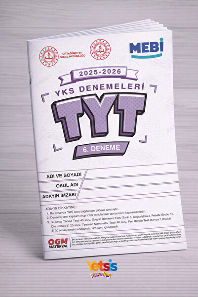 Yetsis Yayınları MEBİ TYT Deneme Sınavı 6. Deneme Renkli Birebir Basım