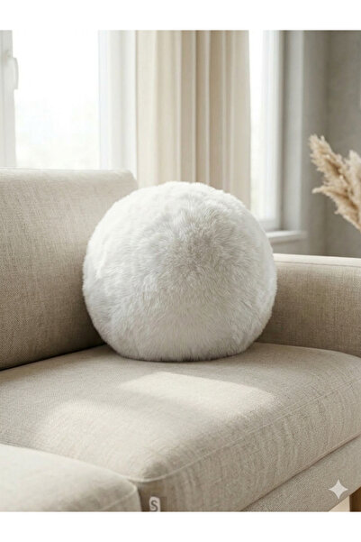 sevaradekor Plush Ball Pillow Round Pillow Ball Cushion Round Cushion