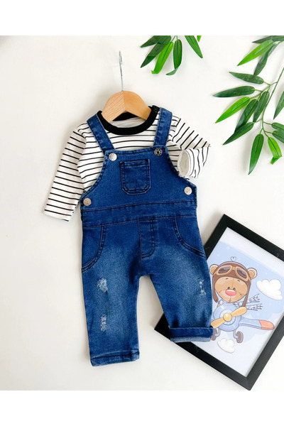 hümabebe Black Striped Sweatshirt with Pocket Detail on the Front, Baby Boy D...