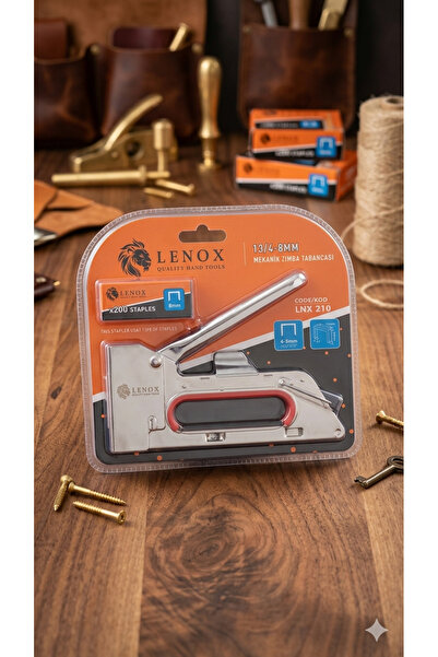 Lenox LNX 210 Mekanik Zımba Tabancası Seti - 4-8mm Ayarlanabilir - Döşeme, Ahşap ve Hobi İçin