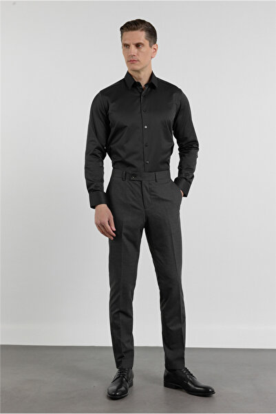 İmza Black-Anthracite Side Pocket Crowbar Pattern Slim Fit Flexible Classic T...