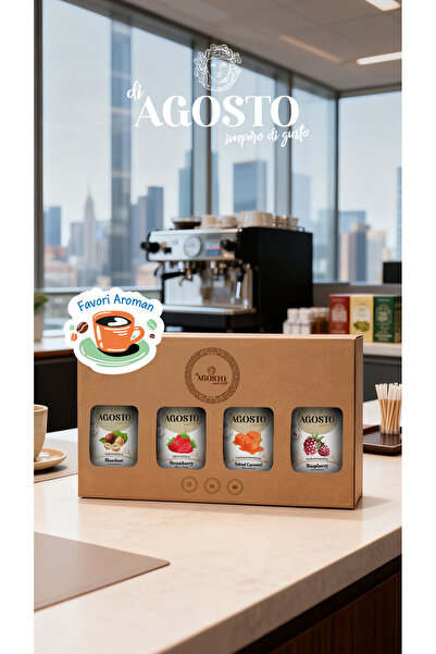 AGOSTO Fındık-Çilek-Tuzlu Karamel-Frambuaz 120 ml Kahve Şurubu Seti