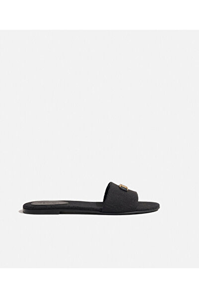 İpekyol Metal tokalı monogram jakarlı terlik