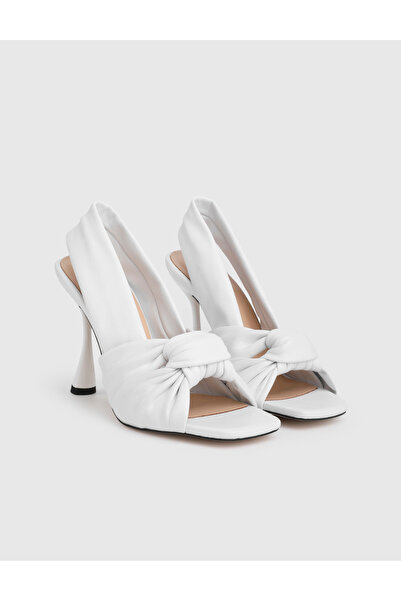 İLVİ Eresa Genuine Leather White Women's Heels Sandals