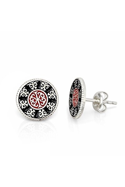 Orta Asya Motif İşlemeli Midyat Hasırı Gümüş Küpe