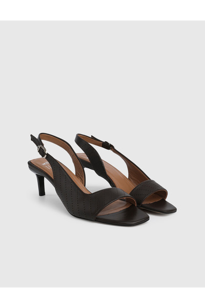 İLVİ Viora Genuine Leather Brown Women's Heels Sandals