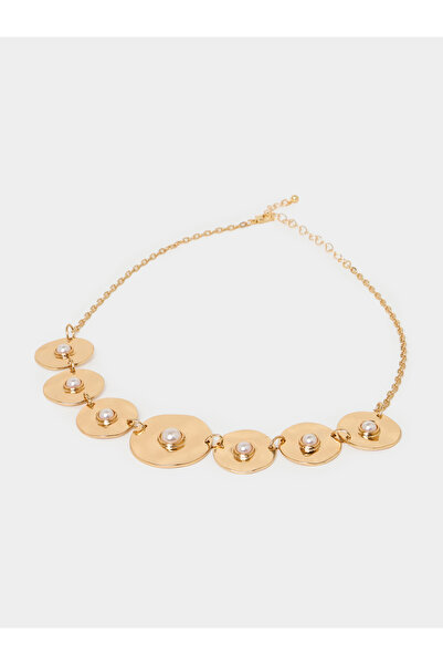 Styli Coin Necklace with Faux Pearl Detail