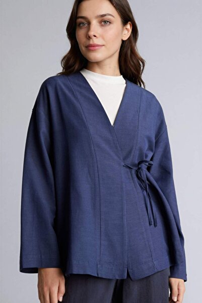 DeFacto Regular Fit Linen Blended Long Sleeve Tunic H0278Ax26Sp