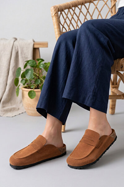 YILDIZ SHOES SBronze Taba Unisex Loafer Ayakkabı Mantar Taban Terlik