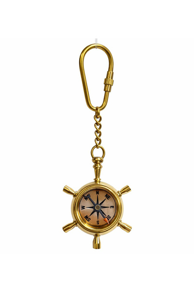 TTT Compass Design Keychain Inside Brass Rudder Design