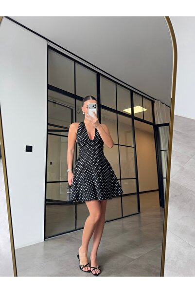 BB Bensu Buyruk Neckline-Cut Polka Dot Mini Dress