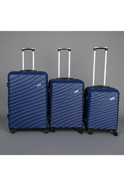 I-Travel 3-Piece Lines Zipper Closure ABS Trolley Set