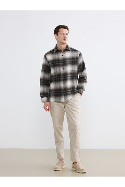 LC Waikiki Ανδρικό παντελόνι μπεζ Standard Fit με ελαστική μέση