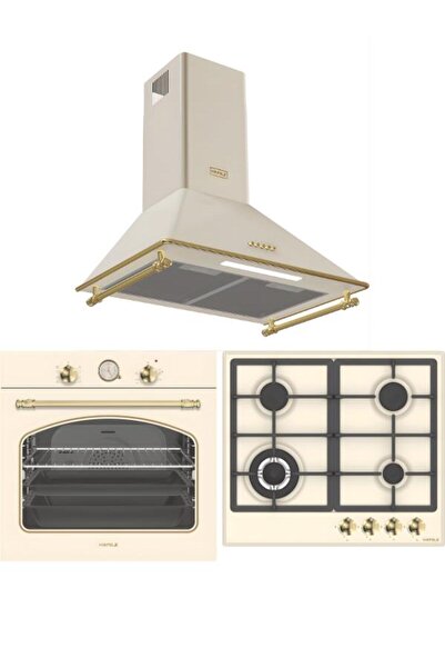 Hafele Krem Vintage Ankastre Set 11 (Vintage Ocak + Vintage Fırın + Vintage D...