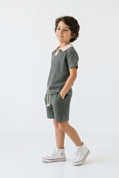 MiaBaby Waffle Summer Boys' 2-Piece Set