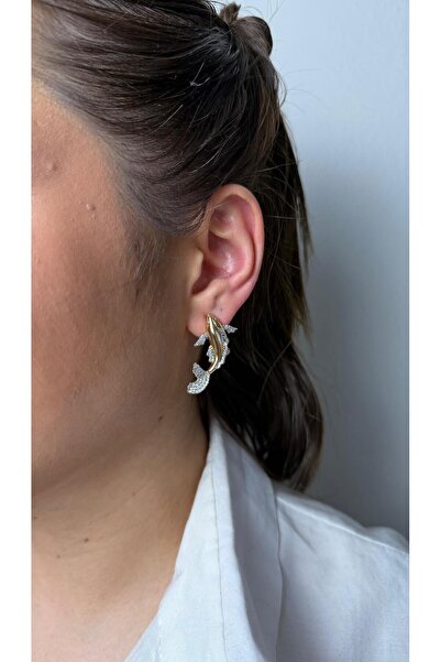 ANKA JEWELLRY Fish Model Zircon Stone Gold Women's Earrings
