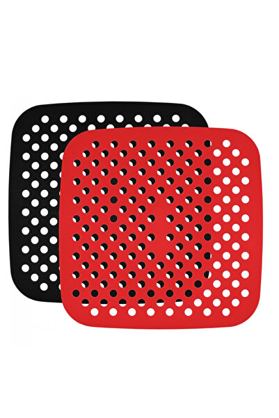 OEM Set of 2 silicone mats for the deep fryer, 19x19cm, black/red