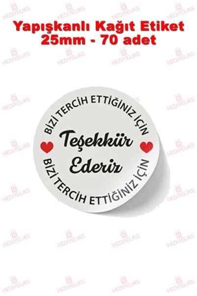 HEDİYELİKS Etichetă Mulțumesc 25mm 70 bucăți