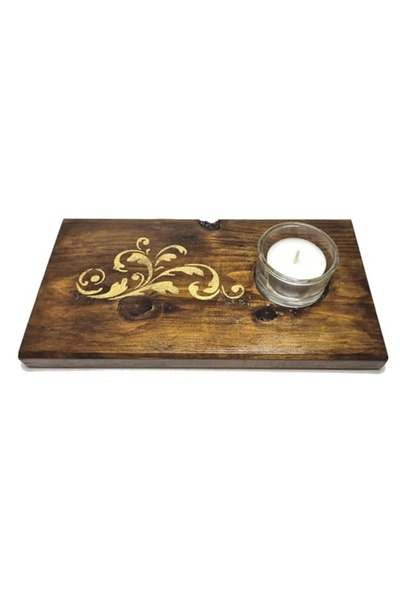 CrisArtDeco Wooden Candle Holder - Rustic Look - 205603