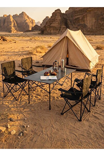 Taimi 5-piece camping set: tablecarrying bag, 4 chairs with backrest and cup ...