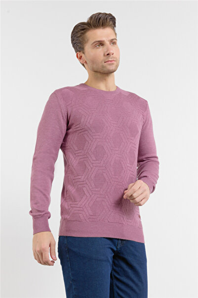 İmza Dusty Rose Polo Collar Long Sleeve Without Pockets Slim Fit Casual Cotto...