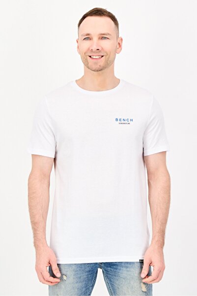 BENCH Men Crew Neck Short Sleeve Graphic Print T-Shirt, White