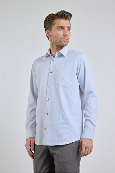 İmza White Self-Patterned Hard Collar Long Sleeve Pocketed Comfort Fit Cotton...