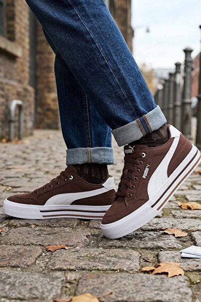 Puma C-Skate Canvas Men's Brown Sports Shoes - Comfortable Daily Wear Cloth S...