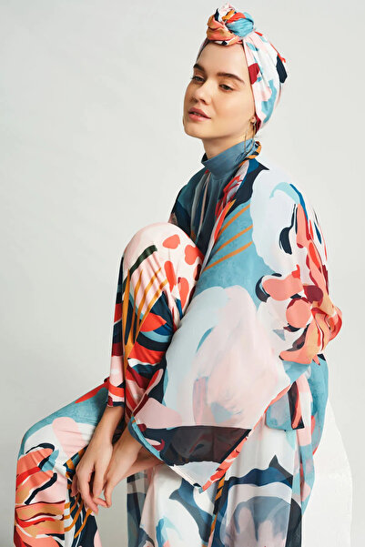 ALFASA 5-Piece Manolo Patterned Hijab Swimsuit - Cobalt Blue -