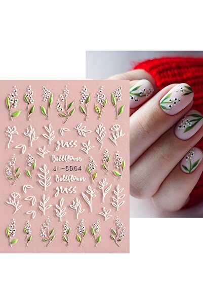 delis 3D Marquise nail stickers, STICKER74, White/Green