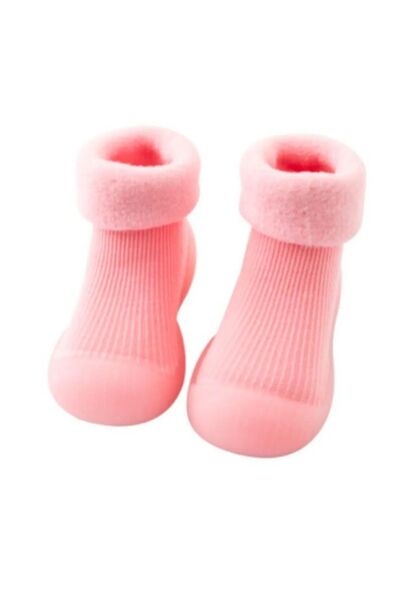 Petityu Non-Slip Winter Home Slippers - Pink Sock Booties 20-21