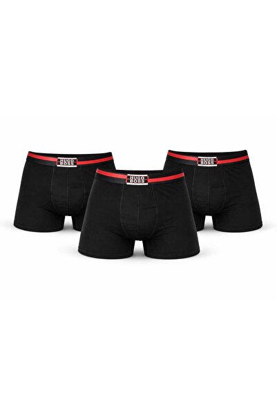 NoNameStore7 Men's Boxers, Set of 3, 95% Cotton, Black